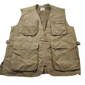 Pro Cam-Fis Vest Mens Medium‎ Green Travel Safari Fishing Multi Pocket Mesh